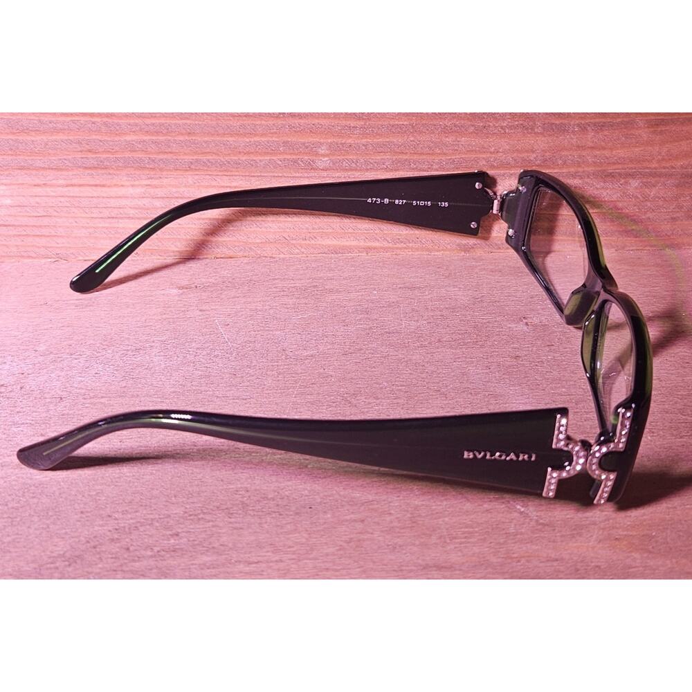 BVLGARI 473-B Eyeglasses Frames Green Rhinestone 51-15-135 Italy Designer Luxury - Picture 4 of 10